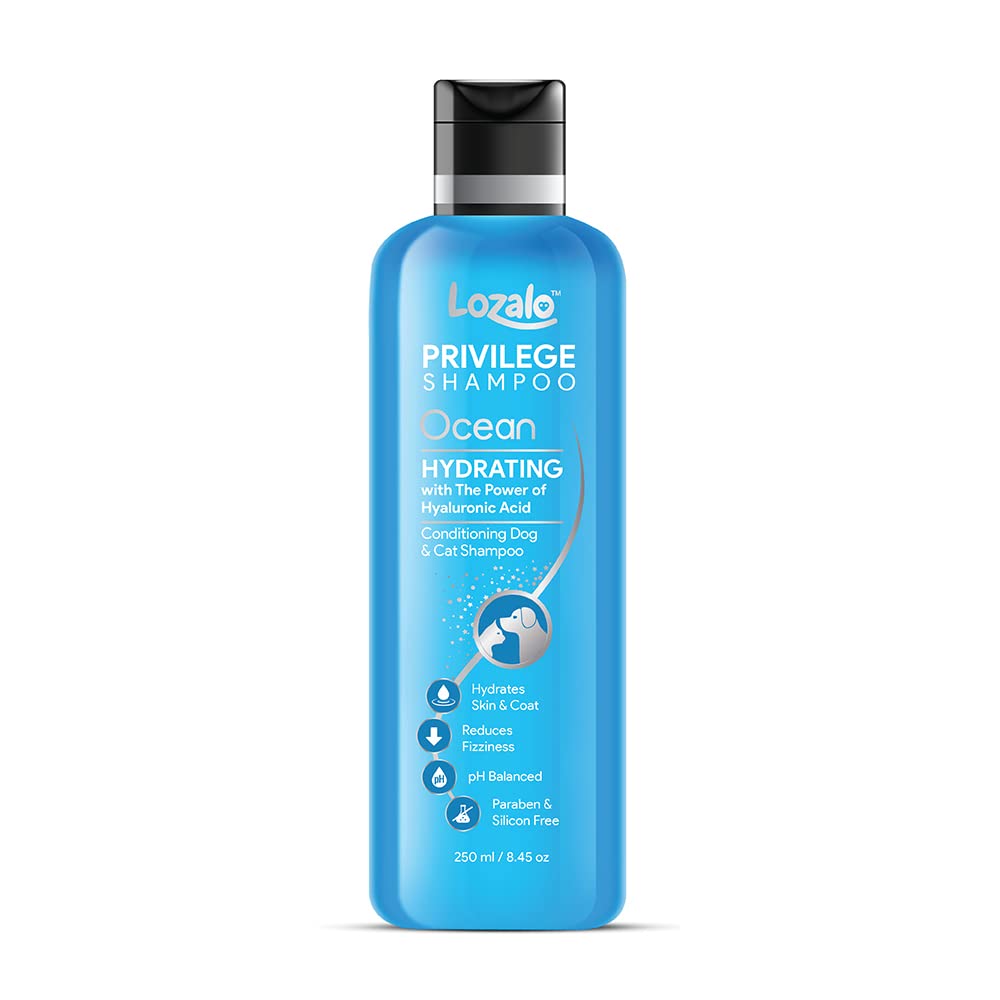 Lozalo Privilege Pet Conditioning Shampoo- 250 Ml, Ocean, Hydrating Shampoo With Hyaluronic Acid, Coat Cleansing, Paraben Free S