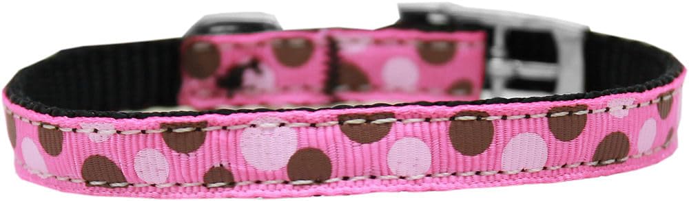 Mirage Pet Products Confetti Dots Nylon Dog Collar with Classic Buckle, Size 8, Bright Pink