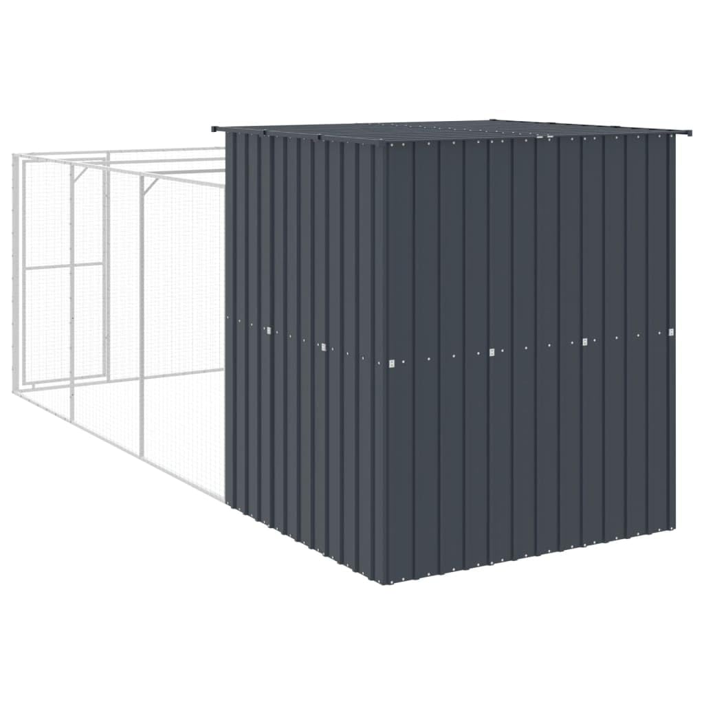 vidaXL Dog House with Run Anthracite 65x420.1x71.3 Galvanized Steel