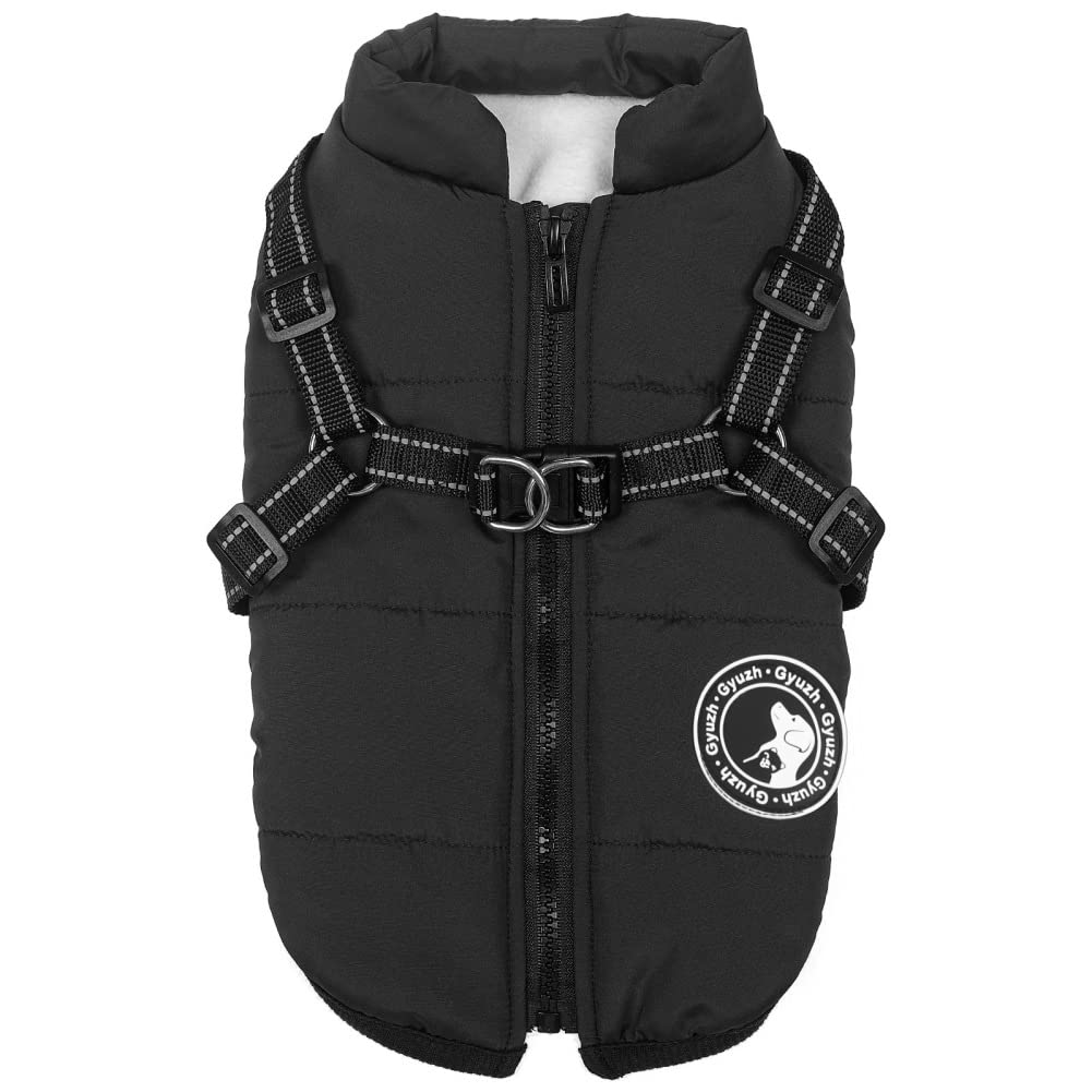 Gyuzh Dog Coat With Harness Winter Dog Coat Fleece Dog Jacket Waterproof Dog Coat Zipper Dog Jacket Puppy Coat Small Dog Clothes Dog Coat With Reflective Harness For Smal Medium Large Dogs