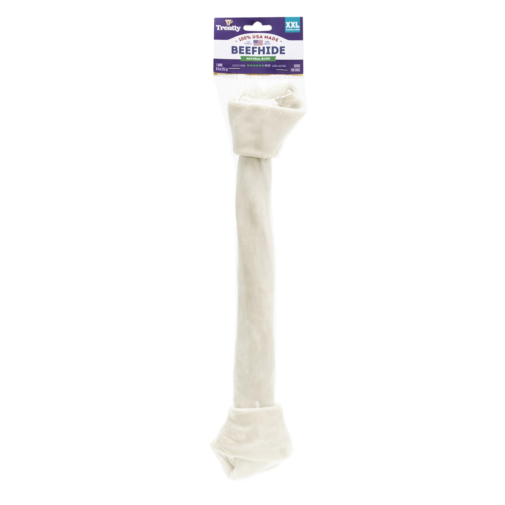 Treatly USA Beefhide Bones 15-17 Dog Chew Treats - Natural Flavor, 1 Count/1 Pack