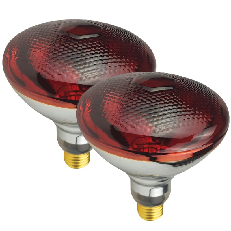 BONGBADA 2 Pack Heat Lamp Infrared Bulbs PAR38 Glass Lamp Bulb for Food Service, Brooder Bulb, Chicks, Pet, Bathroom, Light Ther