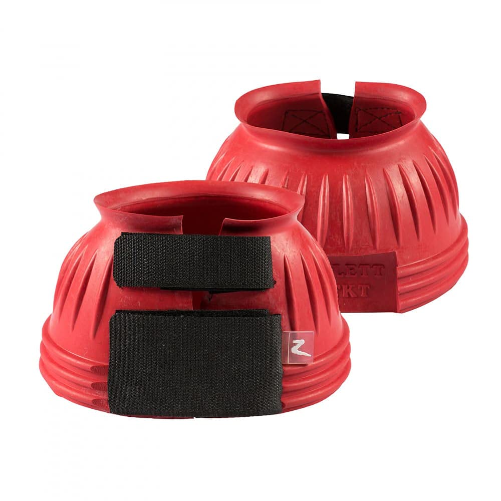 Horze Double Closure No Turn Rubber Bell Boots - Red - L