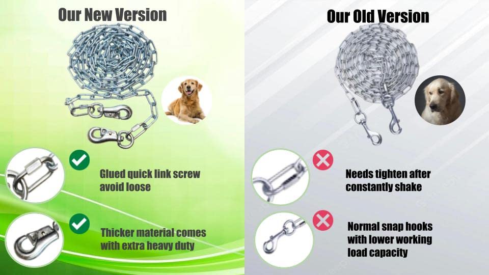 Heavy Duty Dog Runner Chain, Dog Tie Out, For Medium To Large Dogs, Weld Steel Chain, Dog Leash Chain, 520Lbs Capacity, For Dogs Up To 85Lbs (15Ft) Silver