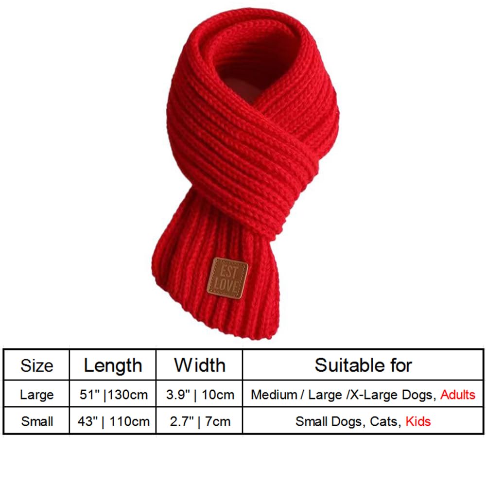 Dog Christmas Hat & Scarf Set For Small Dogs Puppies Cats - 2 Pcs Adjustable Santa Hat And Knitted Scarf, Fall Winter Costume (H