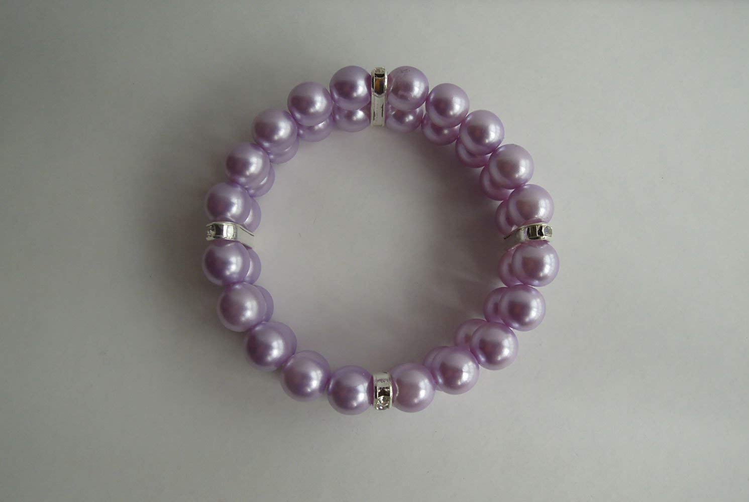 Petfavorites 2 Row Pearl Dog Necklace Collar For Pets, Bling Cat Wedding Collar, Rhinestone Pet Jewelry For Small Dogs, Teacup Chihuahua Yorkie Clothes Outfits Accessories (Purple, 7-Inch)
