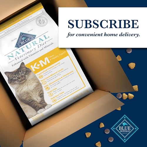 Blue Buffalo Natural Veterinary Diet K+M Dry Cat Food, Kidney + Mobility Support Formula, Veterinarian Prescription Required, Ch