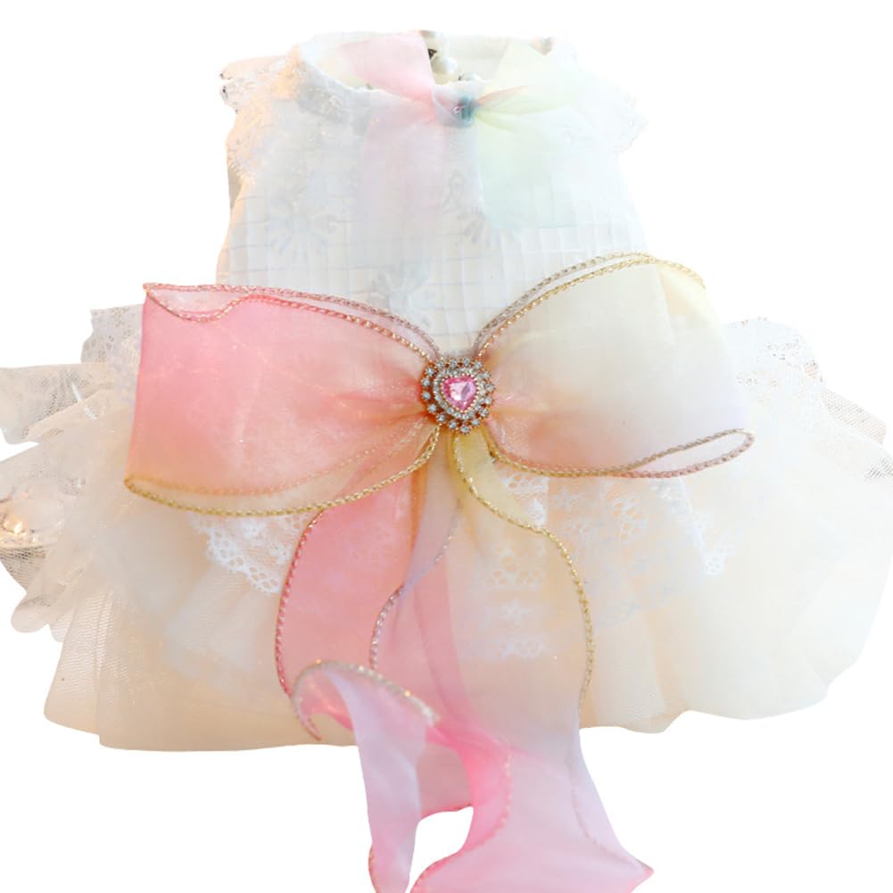 Marupet Fashion Sweet Puppy Dog Blingbling Princess Skirt Pet Dog Lace Cake Camisole Tutu Dress D-Pink Xs