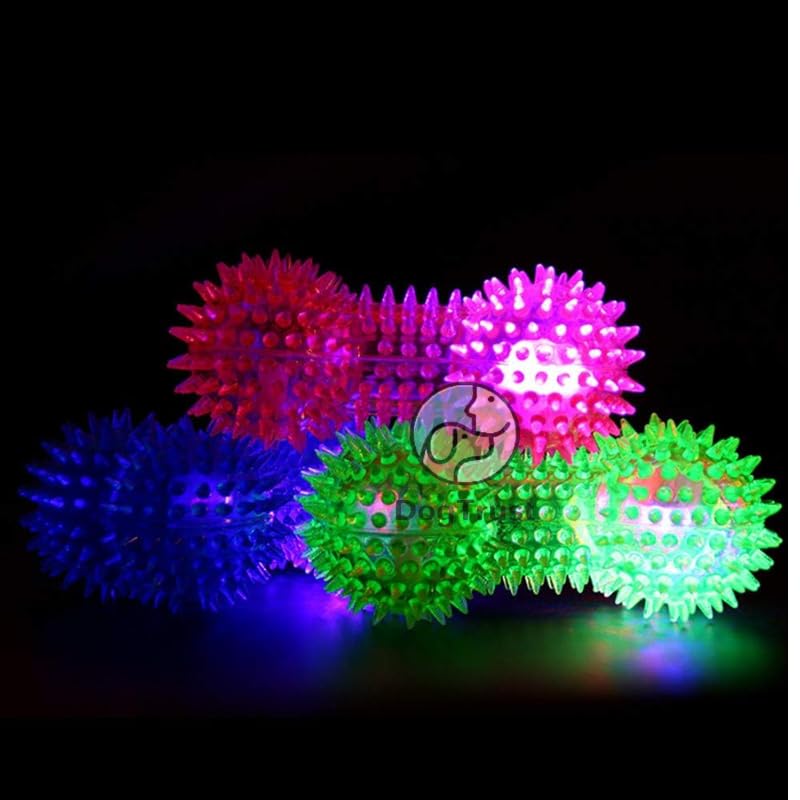 Dog Trust Led Squeaky Dog Toy Bone Shape, Tpr Bouncy Ball, Teeth Cleaning, Length 16.0Cm, For Medium To MediumLarge Breeds,Rand