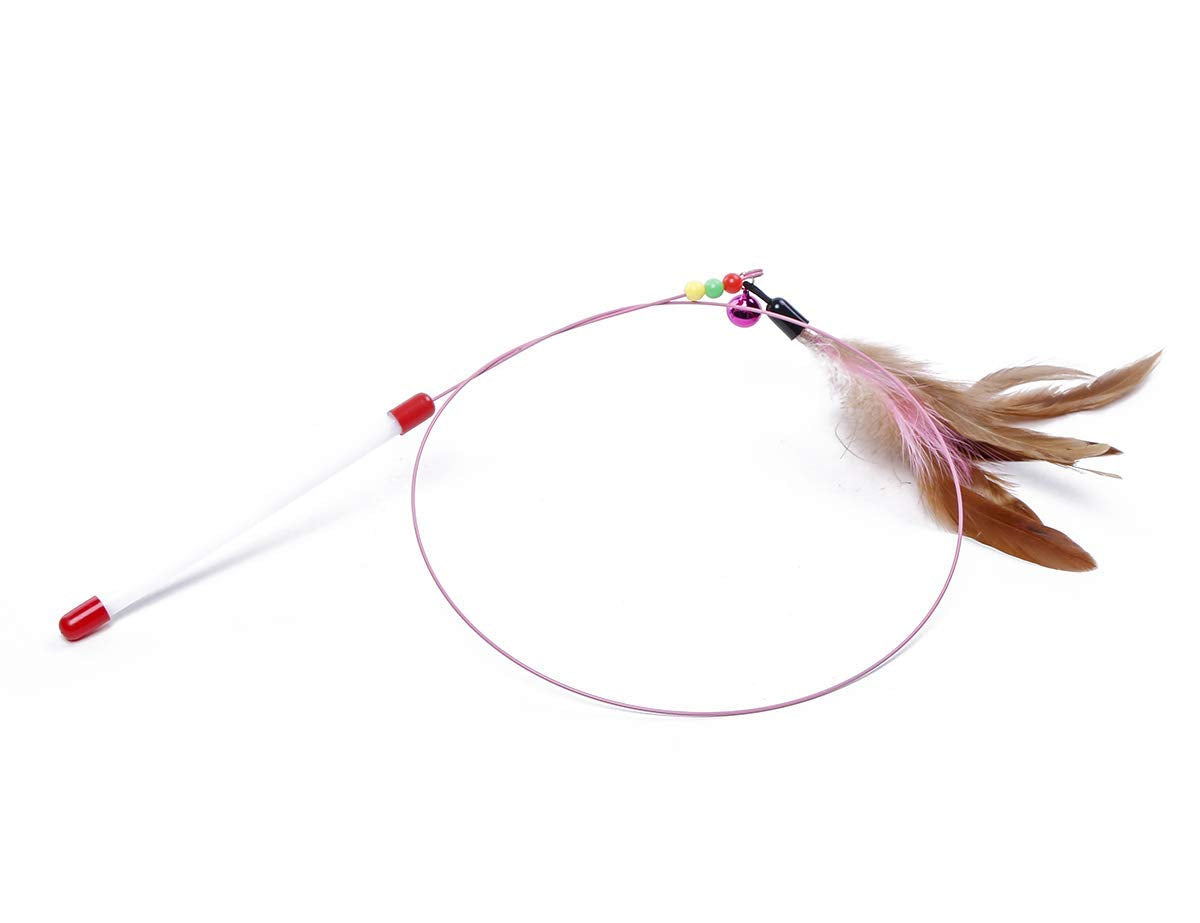 Urbanmac Rod Roped Teaser Toy Bell Dangler With Natural Feather For Pet (Pack Of 1)