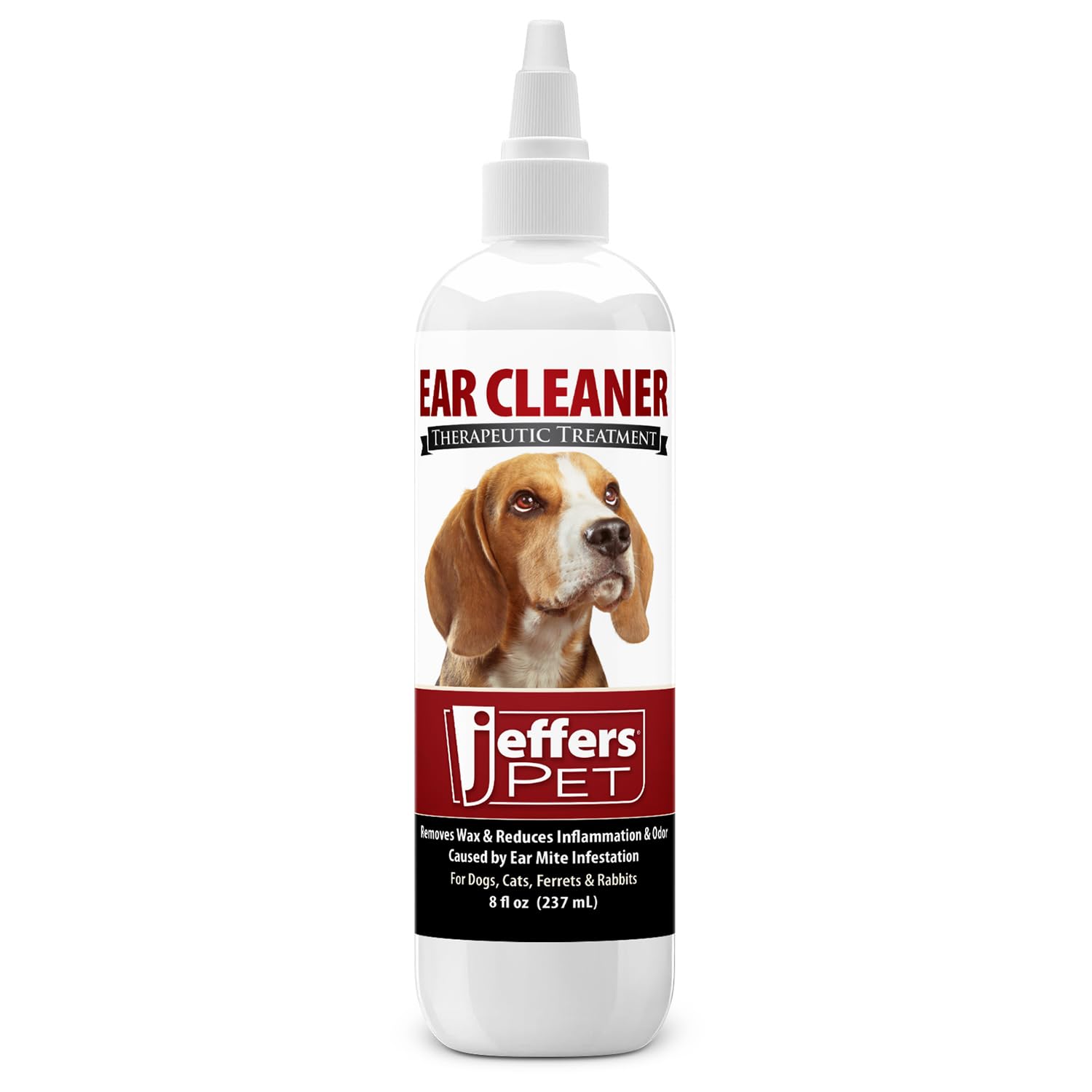 Jeffers Pet Ear Cleaning Solution for Dogs, Cats & Puppies, 8 oz - Aloe Vera Ear Wash for Wax & Odor Removal, Itchy Ear Comfort,