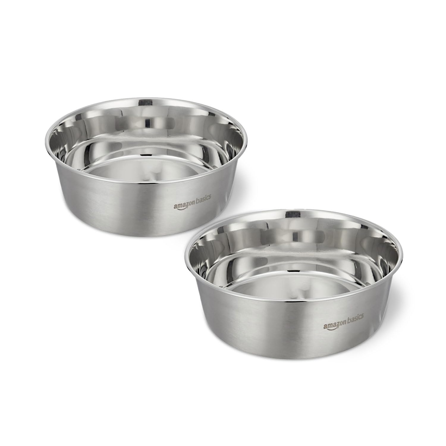 Amazon Basics Heavy Dog Bowl | Large Size | Stainless Steel | Feeding Bowls For Dog, Cats And Pet | Pack Of 2 X 1600 Ml
