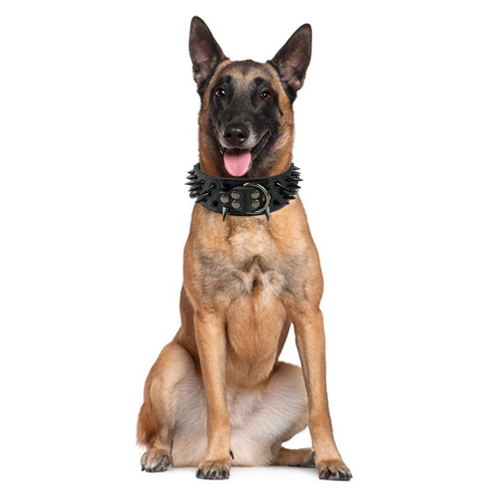 Serijoars Spiked Studded Dog Collar, Pu Leather Dog Collar, Adjustable Pet Collars For Medium Or Large Breed Pet (M, Red3)