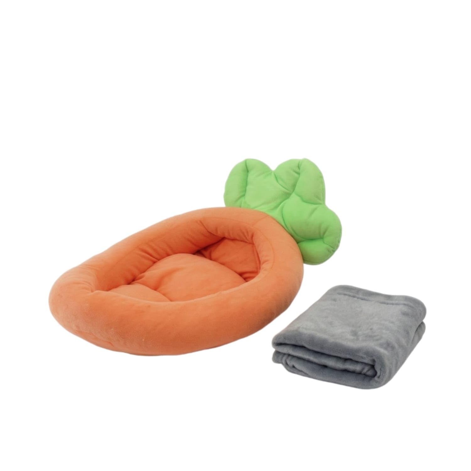 Soft Carrot Pet Bed Padded Pet Bed with Blanket Cozy Comfortable for Small Dogs, Young Dogs, Kittens, Indoor, Living Room, M, Ca