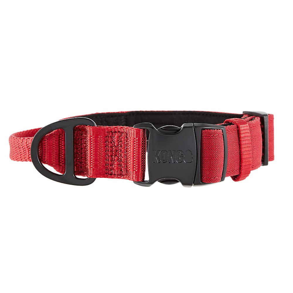 Kong Ultra Durable Padded Comfort Handle Dog Collar (Large, Red)