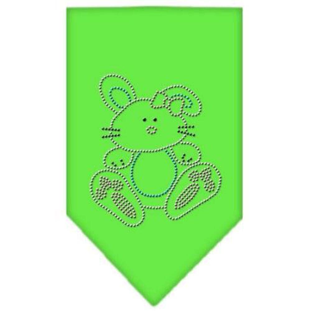 Pet and Dog Bandana Rhinestone, "Bunny" Lime Green Large