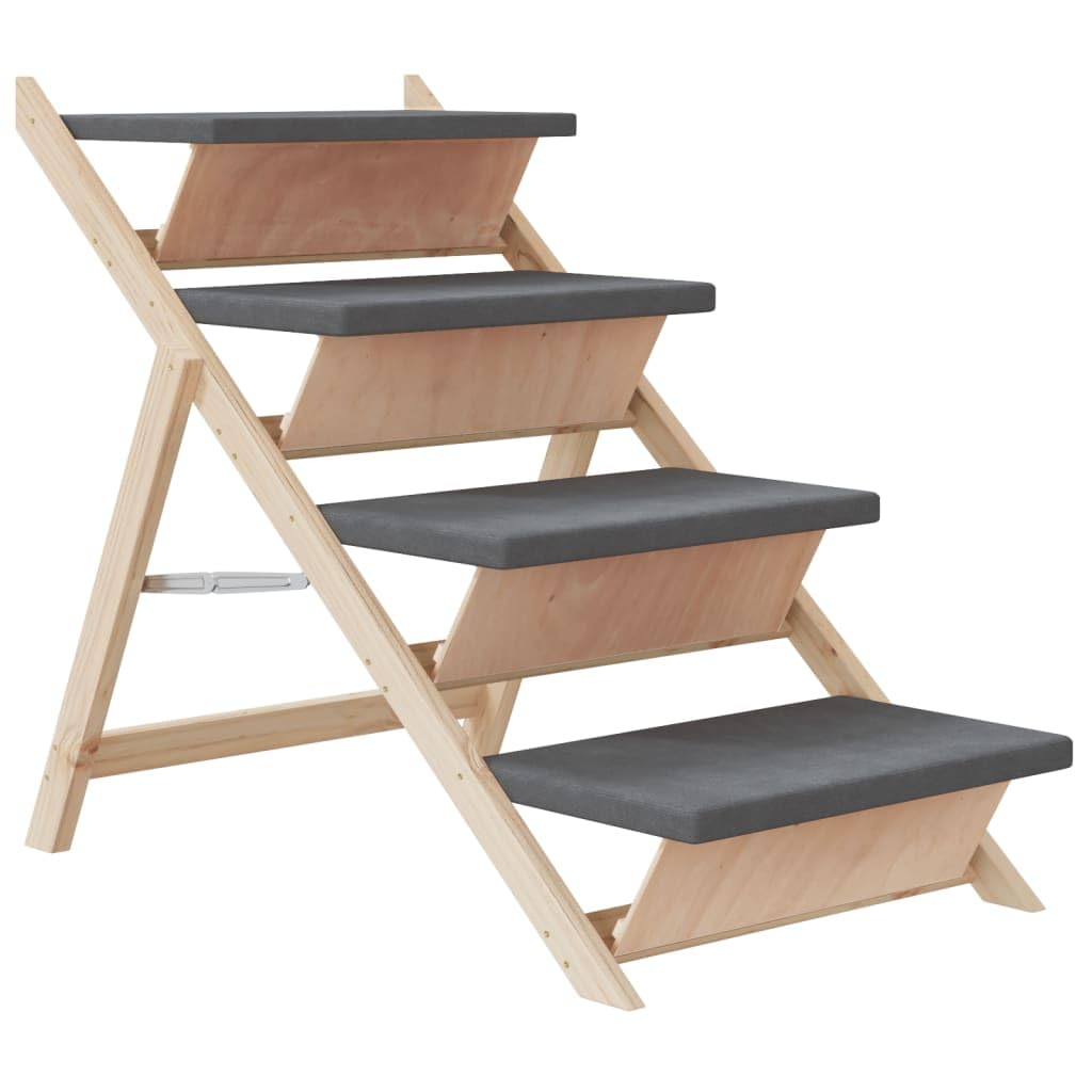 vidaXL Dog Stair Gray 41.3x18.5 Solid Wood Fir