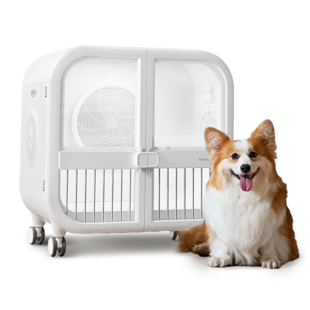 Homerunpet Drybo Ultra Pet Dryer Box - Ultra Quiet, Smart Temperature Control, 360 Efficient, 4 Locking Swivel Casters For Dogs,