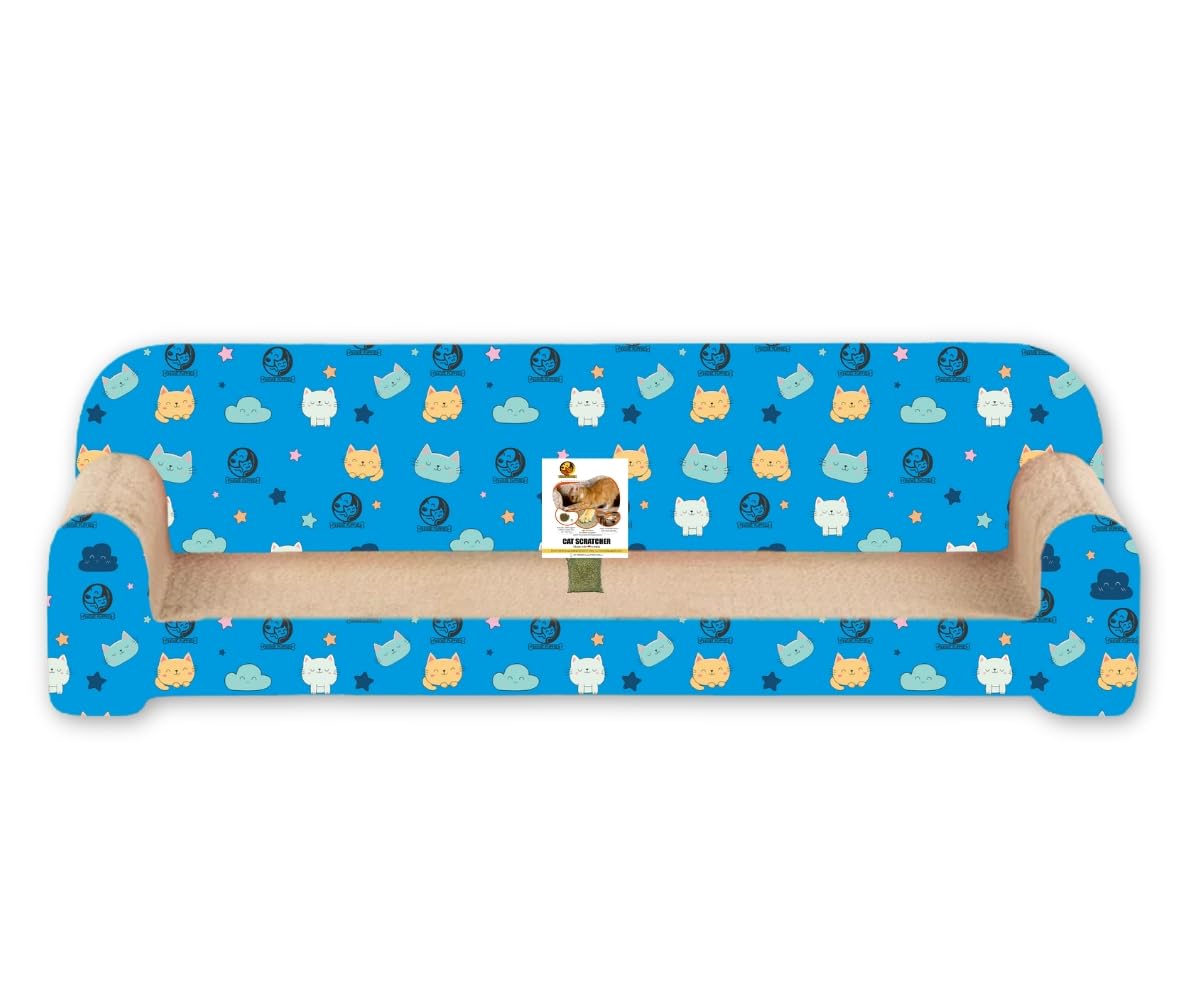 Foodie Puppies Cat Scratcher Pad With Catnip For Cats & Kittens  (Sofa 52 X 26 X 15 Cm) | Durable Modern Longue Corrugated Card