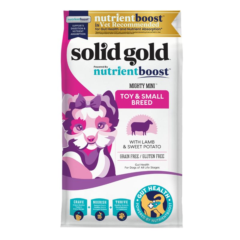 Solid Gold Toy & Small Breed Dry Dog Food Small Bites - Real Lamb, Grain Free, Gluten Free, High Fiber Healthy Kibble w/Probioti