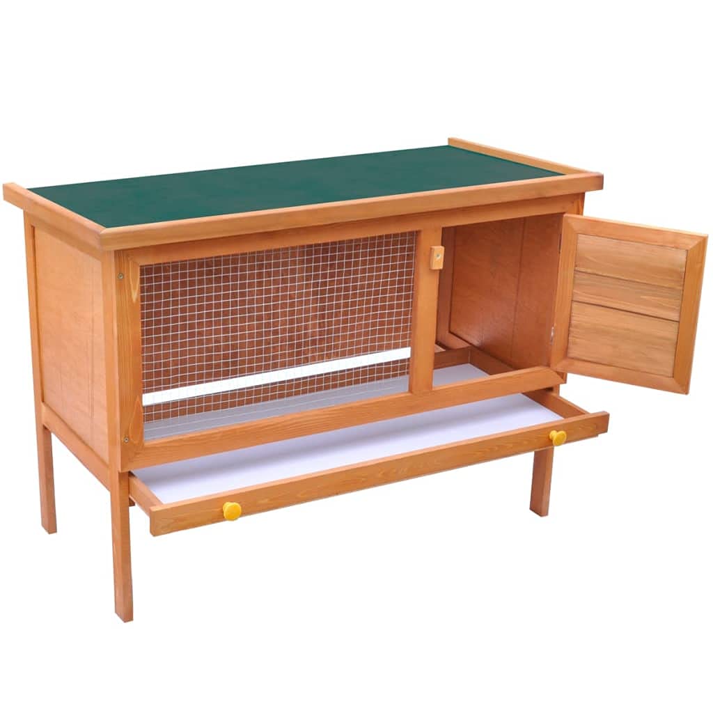 vidaXL Outdoor Rabbit Hutch - Small Pet Cage -1 Layer Wooden Construction - with Iron Wire Mesh - 36" x 17.7" x 25.8"
