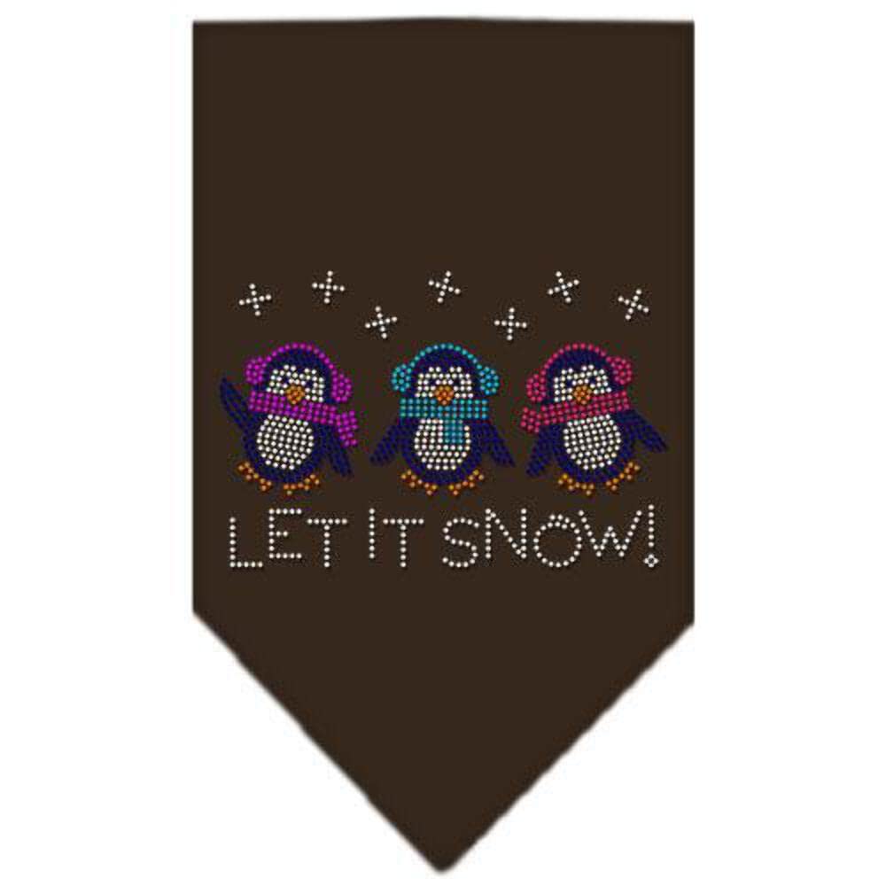Christmas Pet and Dog Bandana Rhinestone, "Let It Snow Penguins" White Small