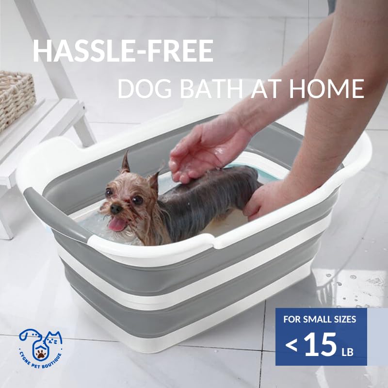 Cygne Dog Bath Tub With Water Drain Plug, Collapsible Bathtub For Dog Washing And Grooming, Portable Foldable Space Saving Desig