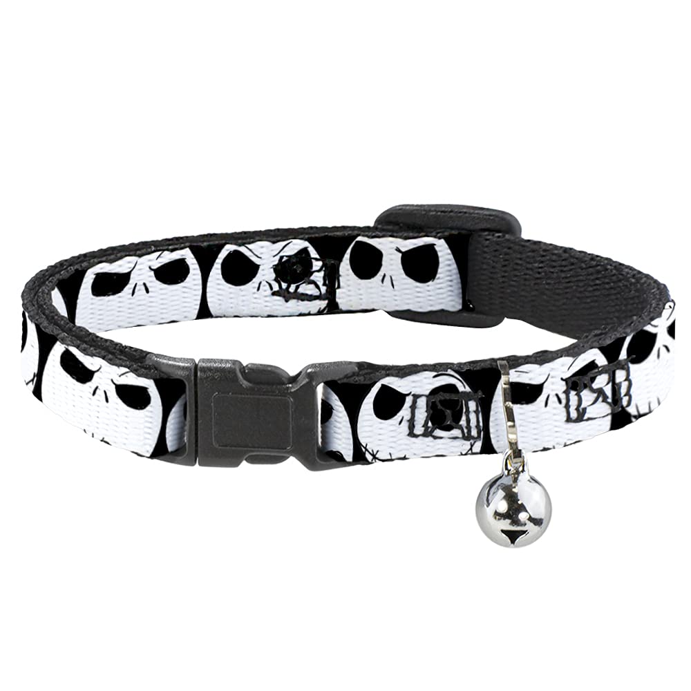 Cat Collar Breakaway Nightmare Before Christmas 7 Jack Expressions Black White 8 To 12 Inches 0.5 Inch Wide