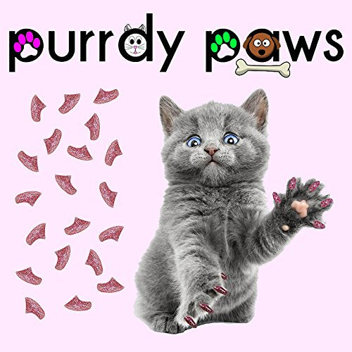 Purrdy Paws Soft Nail Caps For Cat Claws Pink Glitter Kitten