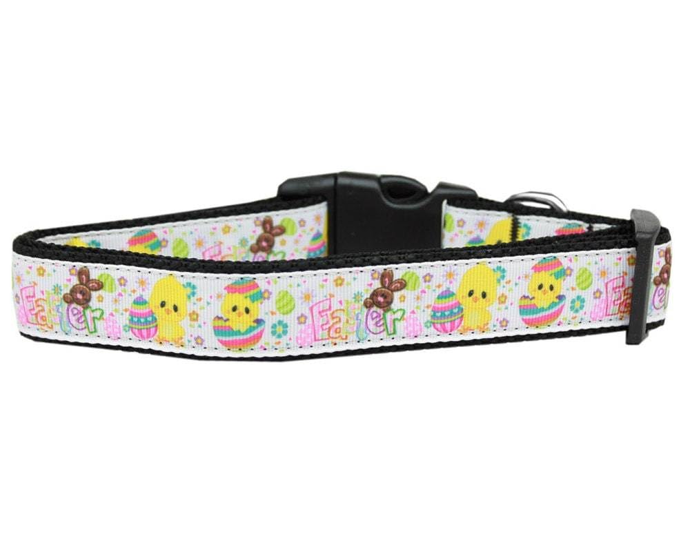 Pet Dog & Cat Nylon Collar or Leash, "Happy Easter" Cat Collar