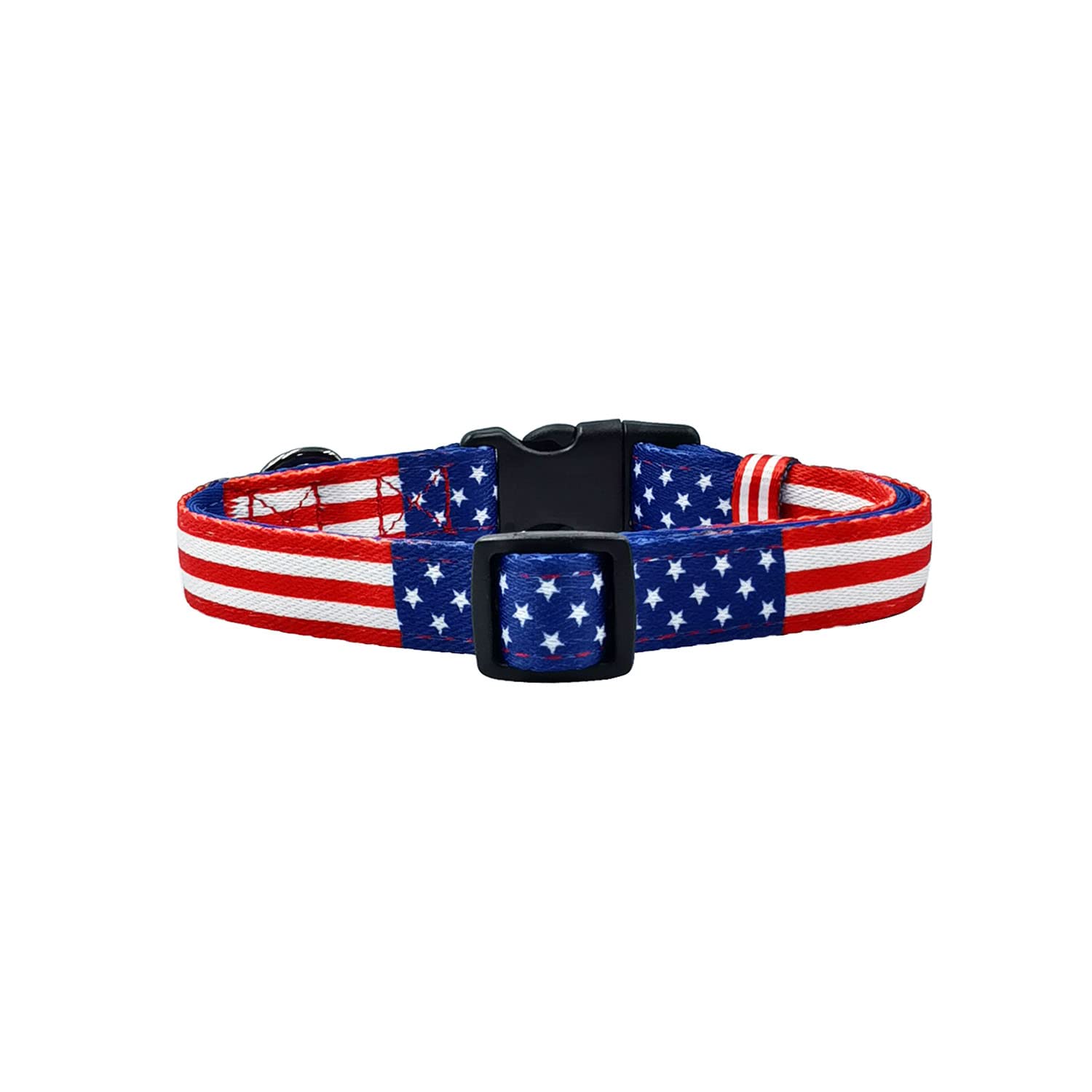 Olahibi Neoprene Padded Dog Collar, Soft And Comfortable, Flag Pattern, For Large Dogs.(Large, American Flag)