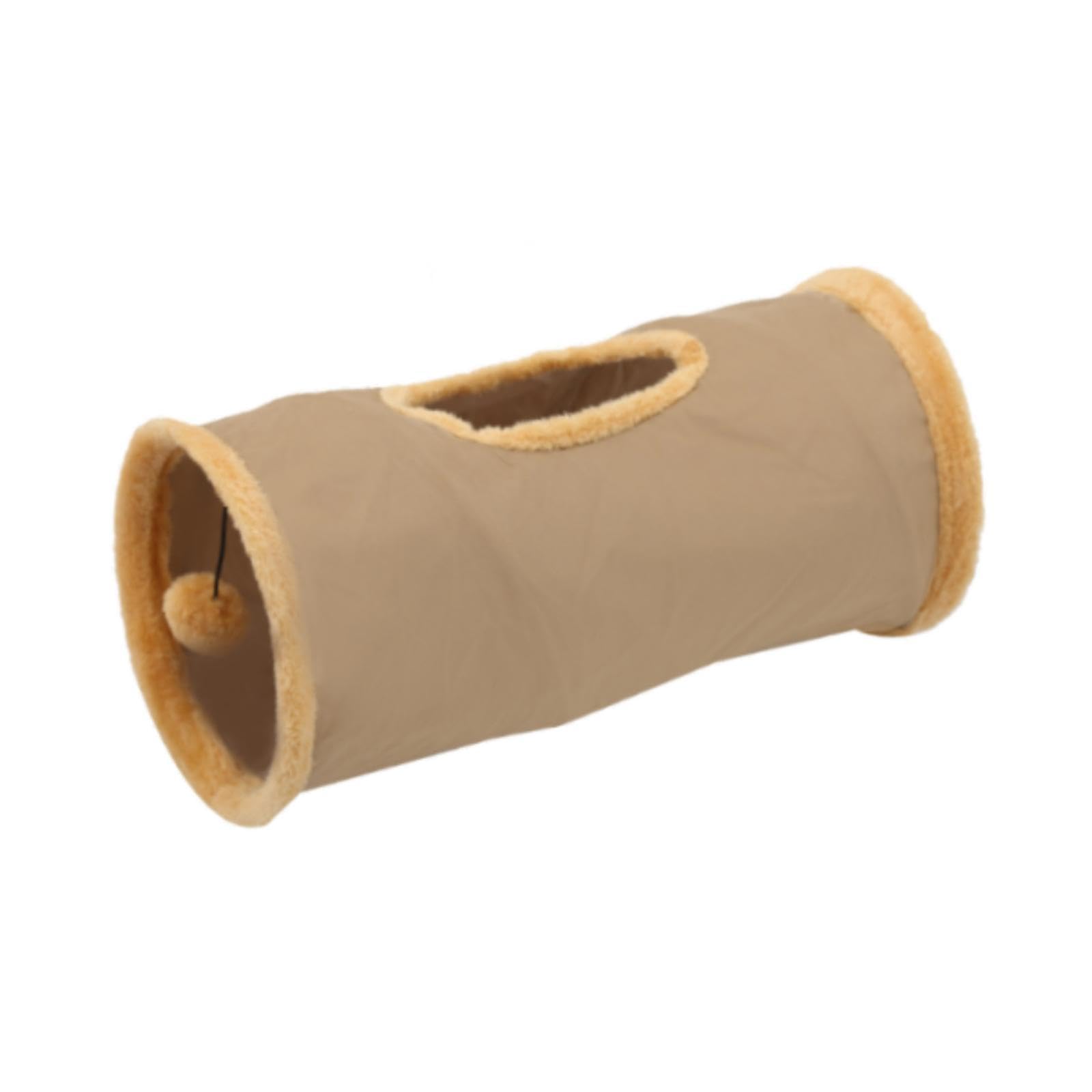 Zoomella Cat Tunnel For Indoor Cats Hideaway Kitten Cave Pet Supplies Funny With Ball Khaki|Toys|Pet Supplies