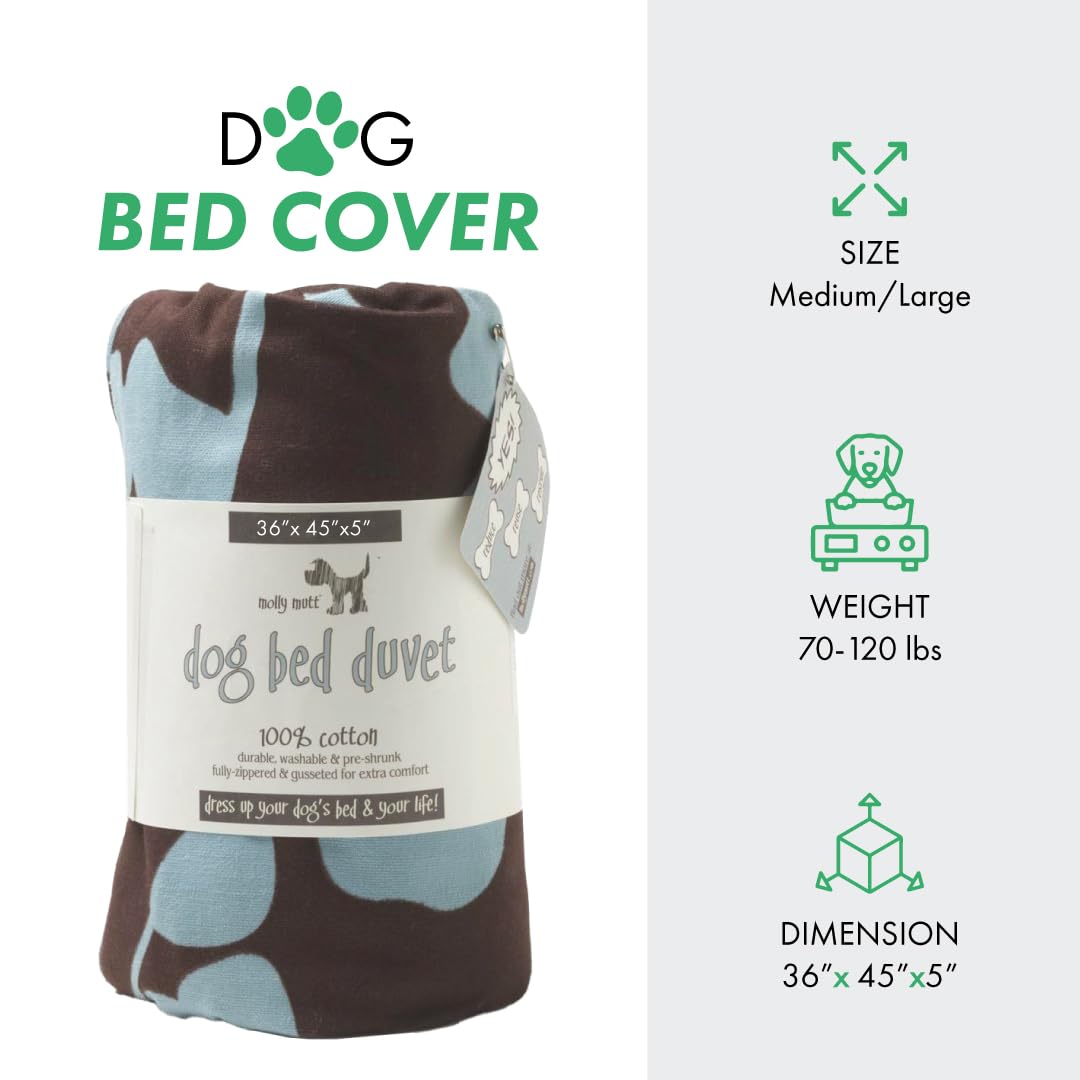 Molly Mutt Huge Dog Bed Cover - Your Hand In Mine Print - Measures 36   X45   X5 - 100% Cotton - Durable - Breathable - Sustaina