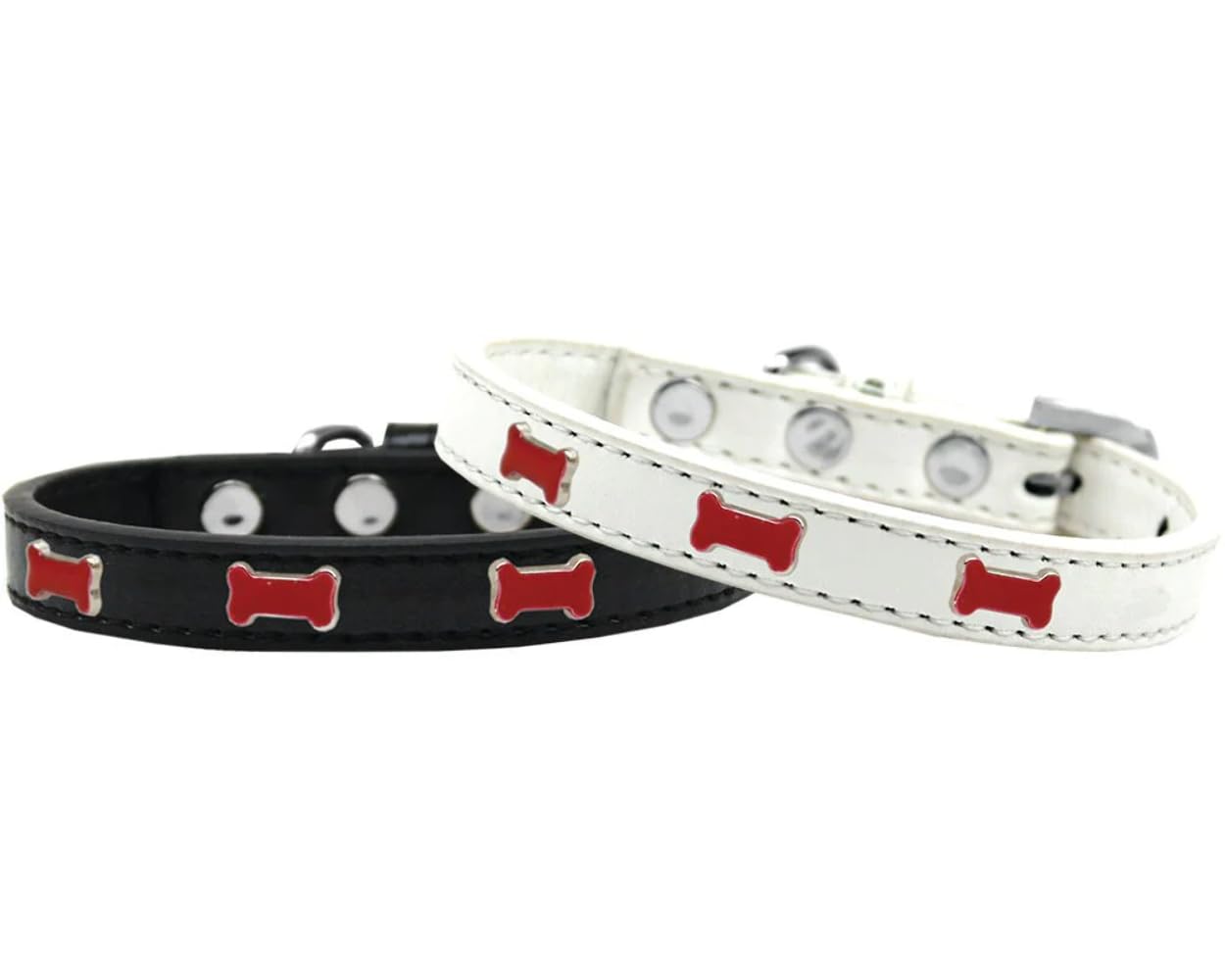 Dog, Puppy & Pet Widget Fashion Collar, "Red Bone" Black 14