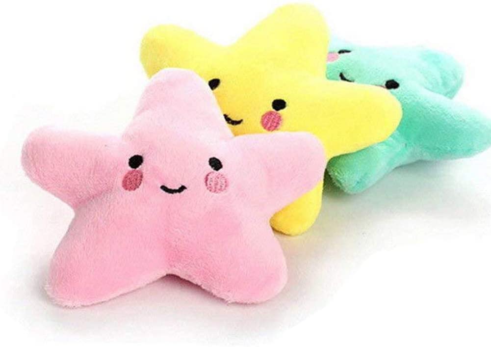 Pets Empire Puppy Dog Squeaky Toys Smile Star Cute Stuffed Toys for Dogs Puppy Biting BB Sound Chew Squeaker Star Shape Plush To