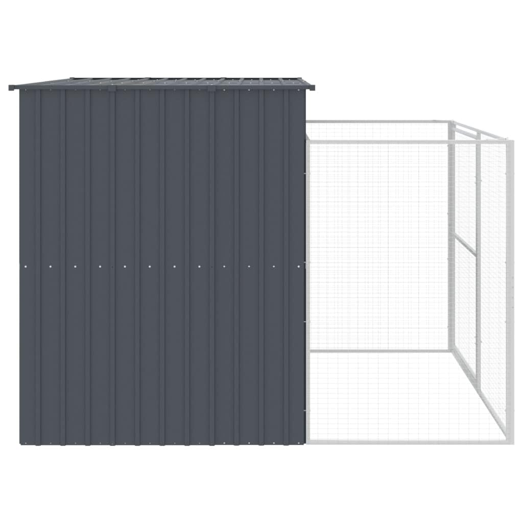 vidaXL Dog House with Run Anthracite 84.3x340.6x71.3 Galvanized Steel