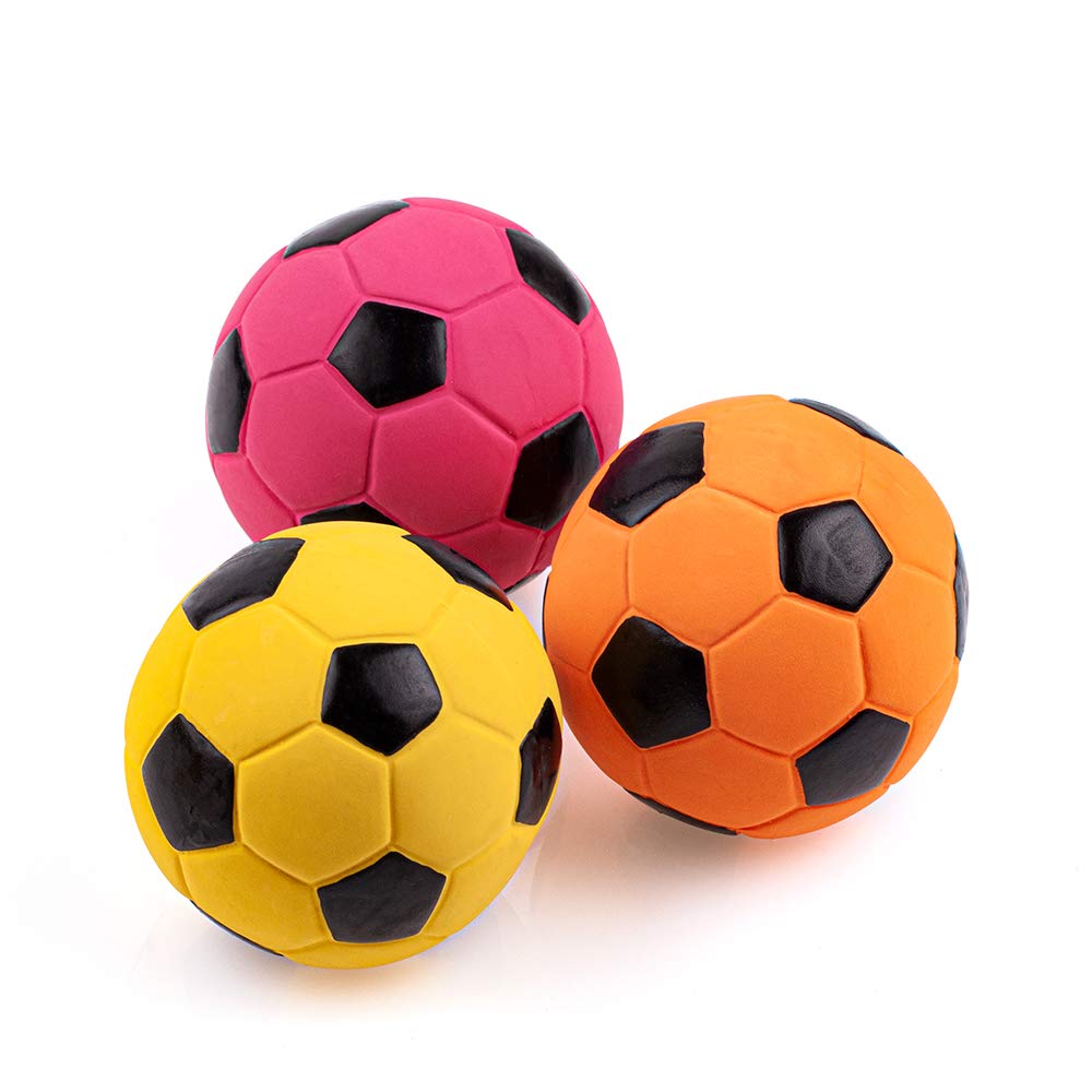 Chiwava 3Pcs 2.7'' Squeak Latex Dog Toy Football Chew Fetch Throw Ball For Medium Dogs Interactive Play