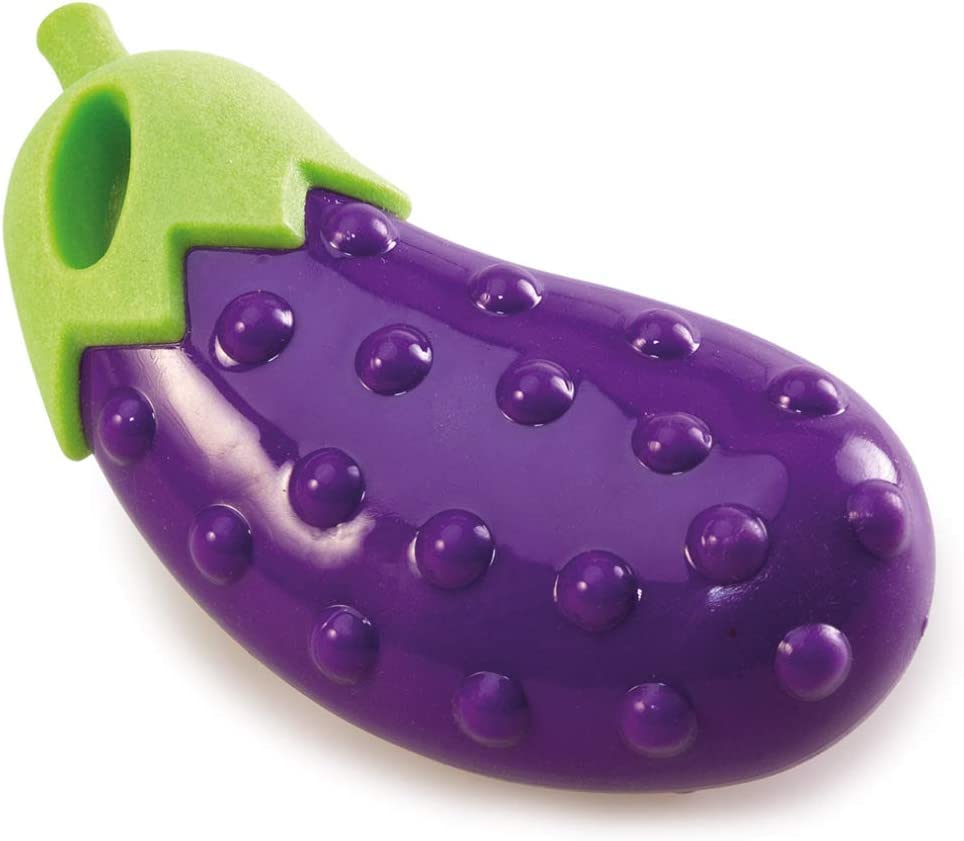 RvPaws Brinjal Veggie Series Eggplant Squeaky Chew Toys for Dogs & Puppies | Small & Medium Breeds (Pack of One)