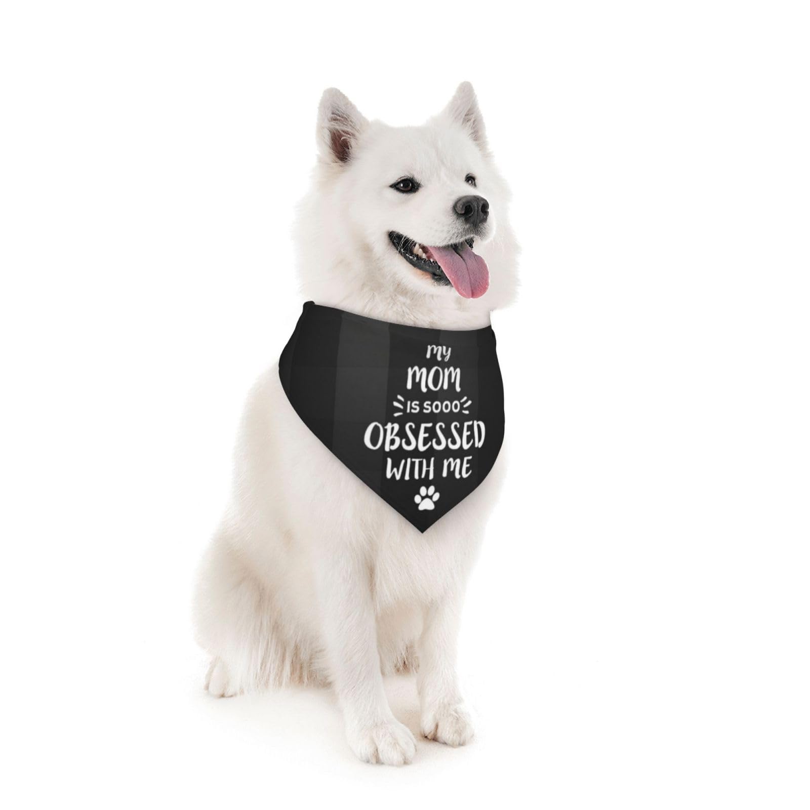 My Mom Is So Obsessed With Me Dog Bandana Scarf Triangle Bibs Pet Accessories Cat Kerchief
