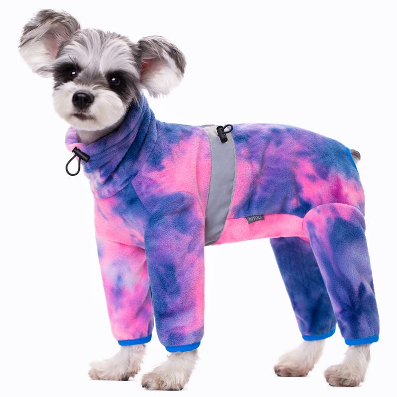 Dog Coats For Small Dogs, Polar Fleece Dog Pajamas Bodysuit For Small Medium Dogs, Dog Winter Jacket, Puppy Onesies Tie Dye Jumpsuits, Dog Full Body Vest, Dog Four-Legged Warm Clothes