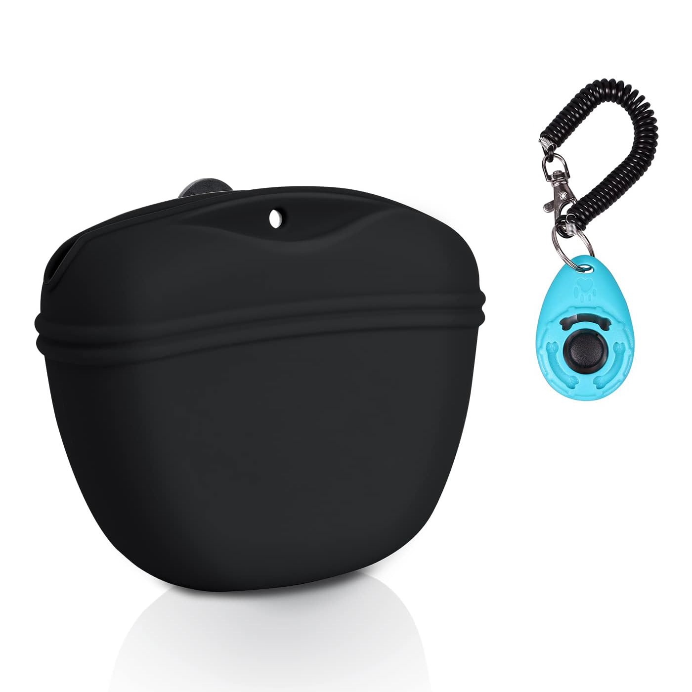 Left&Right Dog Clicker Training Kit,Silicone Dog Training Treat Pouch and Dog Clickers,Dog Treat Bag with Clicker Training for D