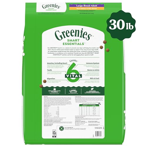 Greenies Smart Essentials Large Breed Adult High Protein Dry Dog Food Real Chicken & Rice Recipe, 30 lb. Bag