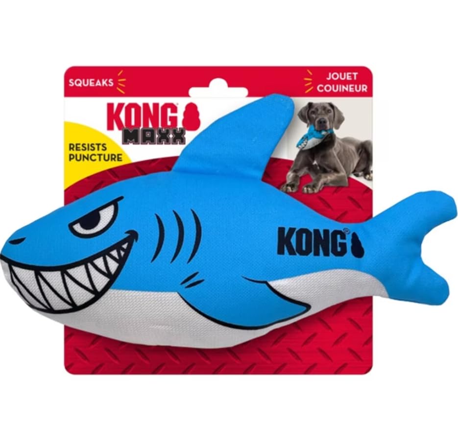 KONG Maxx Ballistic 2 Layered Assorted Tough Dog Toy (Shark, Medium)