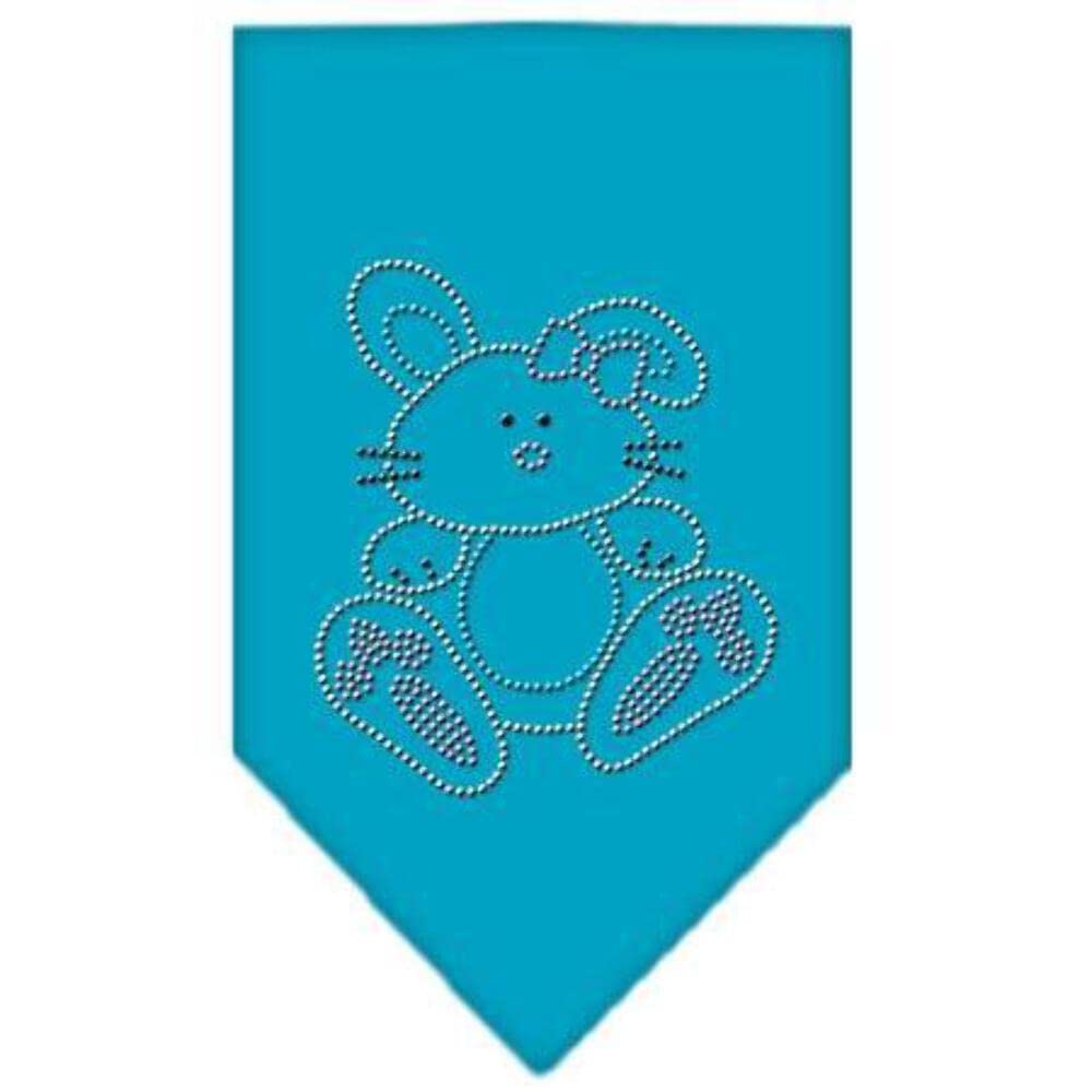 Pet and Dog Bandana Rhinestone, "Bunny" Turquoise Large