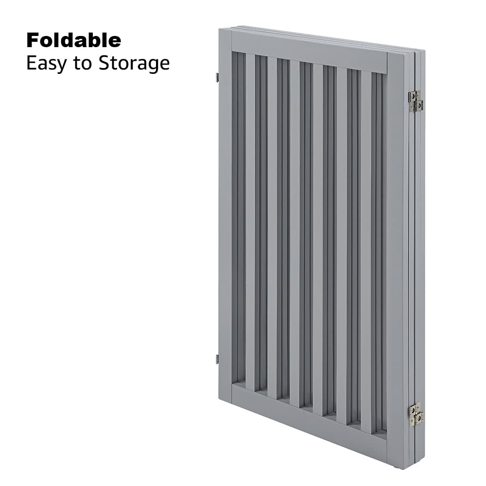 Unipaws Freestanding Wooden Pet Gate For Dog And Cat, 24'' H And 36'' H Foldable Dog Gate With 2Pcs Support Feet For Doorway, Ha