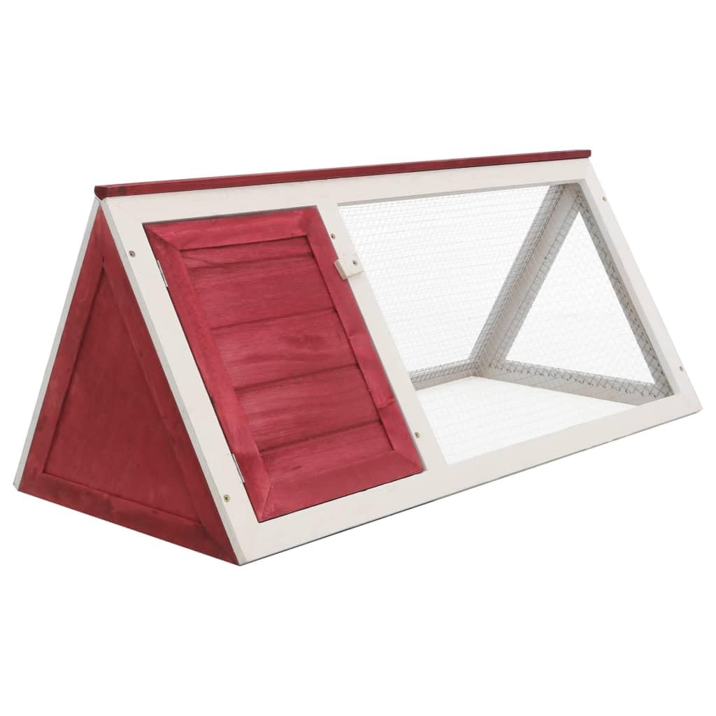 vidaXL - Deluxe Wooden Rabbit Cage - Red & White Outdoor Pet Enclosure - Iron Wire Mesh Design - Premium Treated Fir Wood - Easy Access Feeding Door