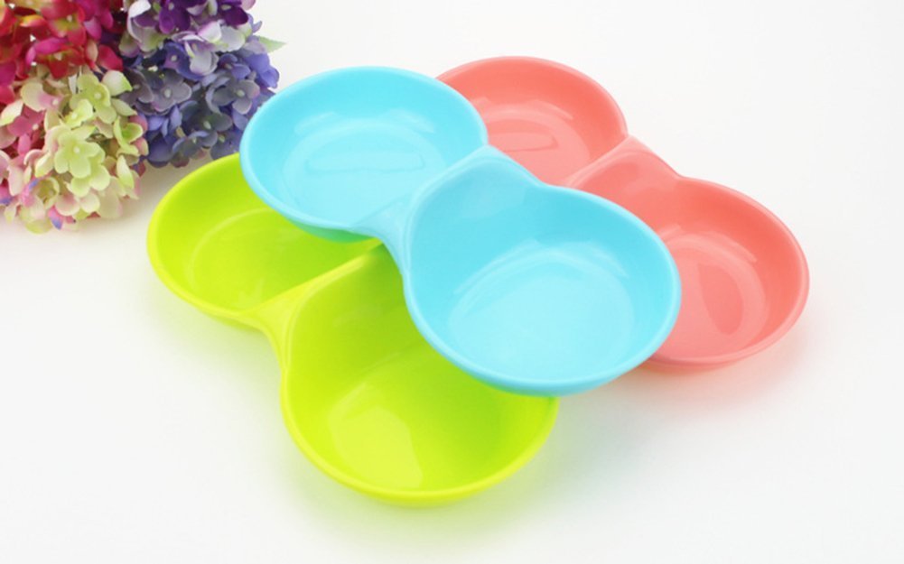 Pets Empire CandyColored Plastic Pet Double Bowl 1 Piece  Color May Vary