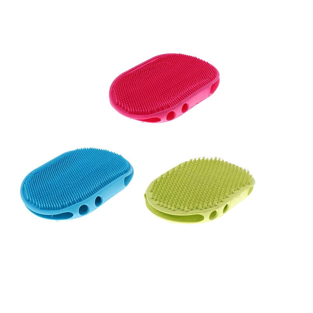Dog DoubleSided Bath Massage Brush Rubber Glove Pet Hair Grooming Massage 1 Piece Color May Vary