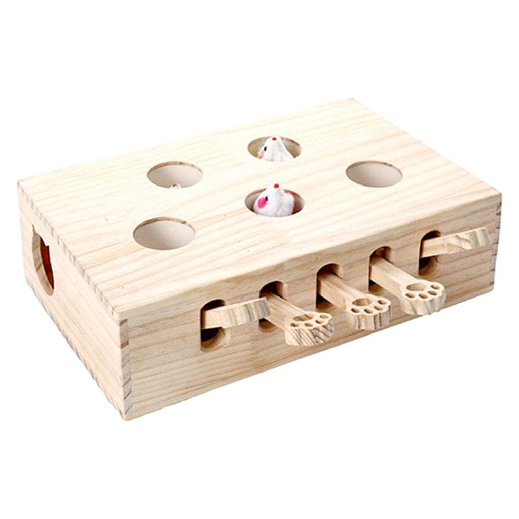 Lyla Cat Tease Punch Funny Interactive Toys Wood Whack Mouse Puzzle Box Mice