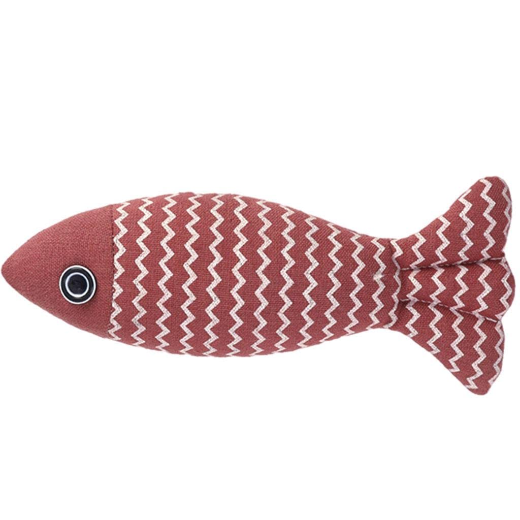 Ecomistiq Cat Teaser Fish Throw Pillow Teeth Cleaning Toy Vivid For Indoor Jujube Red| Toys| Supplies |Pet